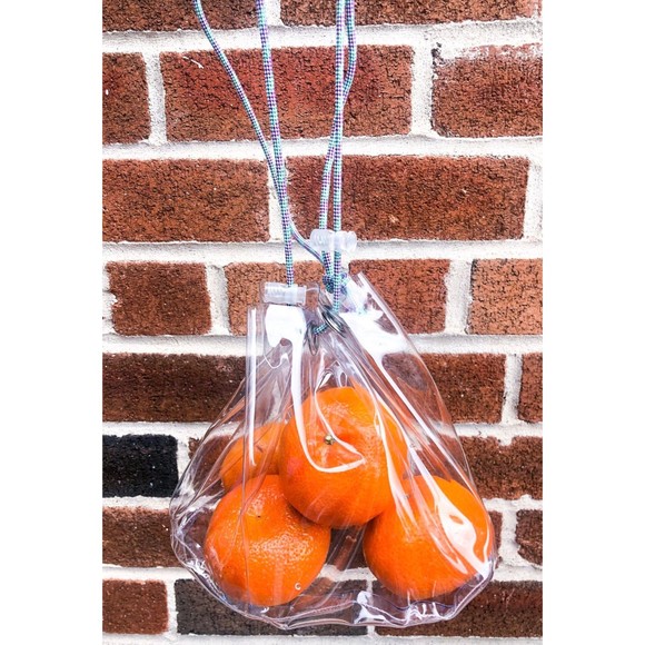 Clear Vinyl Bucket Bag | Crossbody Shiny Cord Stadium Bag - Picture 4 of 7